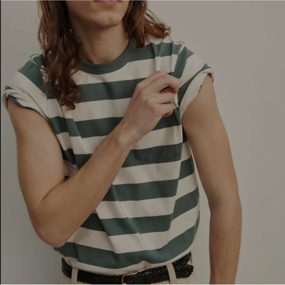 Madewell Other - Madewell Garment-Dyed Allday Crewneck Striped Pocket Tee Size L NWOT